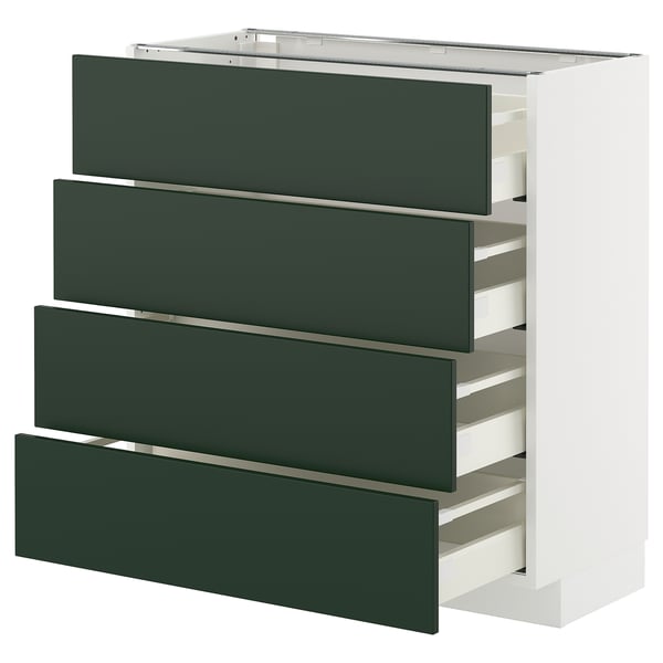 METOD / MAXIMERA base cab 4 frnts/4 drawers, white/Havstorp deep green, 80x37 cm