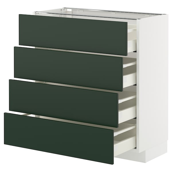 METOD / MAXIMERA - Base cab 4 frnts/4 drawers, white/Havstorp deep green, 80x37 cm