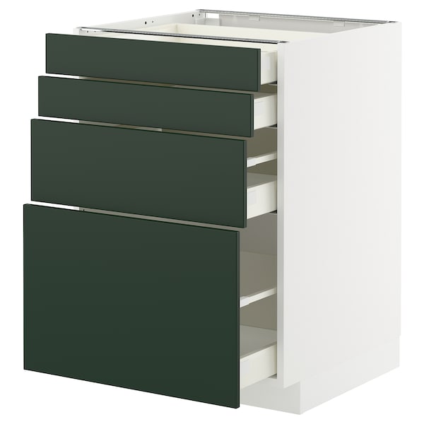 METOD / MAXIMERA - Base cab 4 frnts/4 drawers, white/Havstorp deep green, 60x60 cm