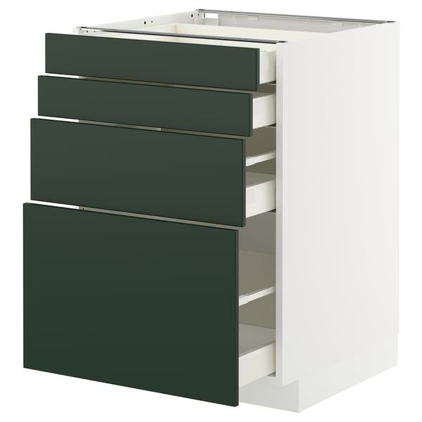 METOD / MAXIMERA base cab 4 frnts/4 drawers, white/Havstorp deep green, 60x60 cm