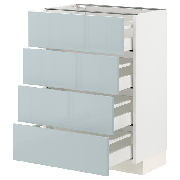 METOD / MAXIMERA - Base cab 4 frnts/4 drawers, white/Kallarp light grey-blue, 60x37 cm