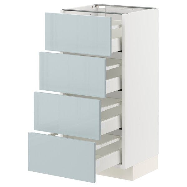 Ikea METOD / MAXIMERA - Base cab 4 frnts/4 drawers, white/Kallarp light grey-blue, 40x37 cm
