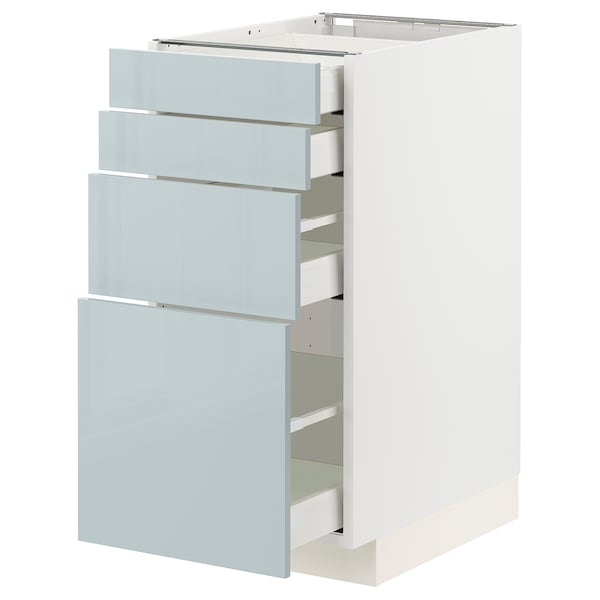 METOD / MAXIMERA - Base cab 4 frnts/4 drawers, white/Kallarp light grey-blue, 40x60 cm