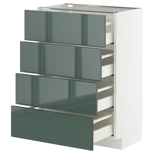 METOD / MAXIMERA - METOD / MAXIMERA Base cab 4 frnts/4 drawers, white/Kallarp high-gloss dark grey-green, 60x37 cm