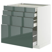 METOD / MAXIMERA base cab 4 frnts/4 drawers, white/Kallarp high-gloss dark grey-green, 80x60 cm