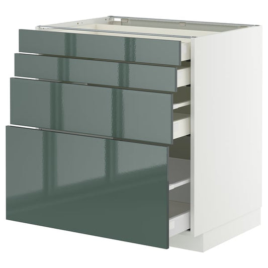 METOD / MAXIMERA - METOD / MAXIMERA Base cab 4 frnts/4 drawers, white/Kallarp high-gloss dark grey-green, 80x60 cm