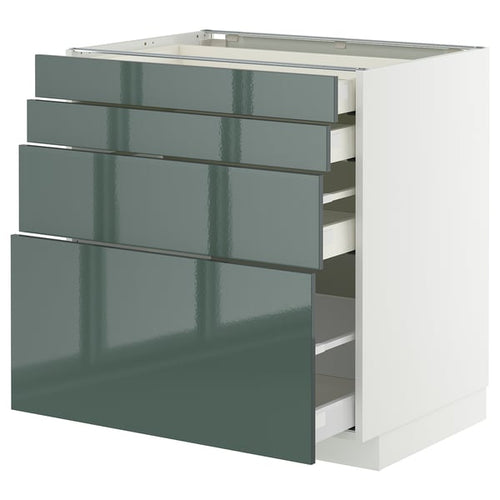 METOD / MAXIMERA - METOD / MAXIMERA Base cab 4 frnts/4 drawers, white/Kallarp high-gloss dark grey-green, 80x60 cm