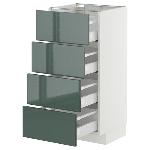 METOD / MAXIMERA - METOD / MAXIMERA Base cab 4 frnts/4 drawers, white/Kallarp high-gloss dark grey-green, 40x37 cm