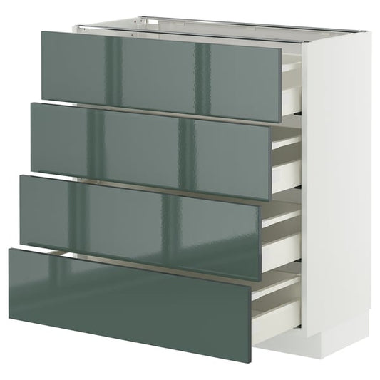 METOD / MAXIMERA - METOD / MAXIMERA Base cab 4 frnts/4 drawers, white/Kallarp high-gloss dark grey-green, 80x37 cm