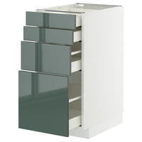 METOD / MAXIMERA base cab 4 frnts/4 drawers, white/Kallarp high-gloss dark grey-green, 40x60 cm
