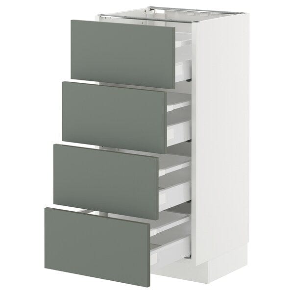Ikea METOD / MAXIMERA - Base cab 4 frnts/4 drawers, white/Nickebo matt grey-green, 40x37 cm