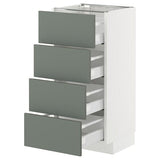 METOD / MAXIMERA base cab 4 frnts/4 drawers, white/Nickebo matt grey-green, 40x37 cm