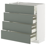 METOD / MAXIMERA base cab 4 frnts/4 drawers, white/Nickebo matt grey-green, 80x37 cm