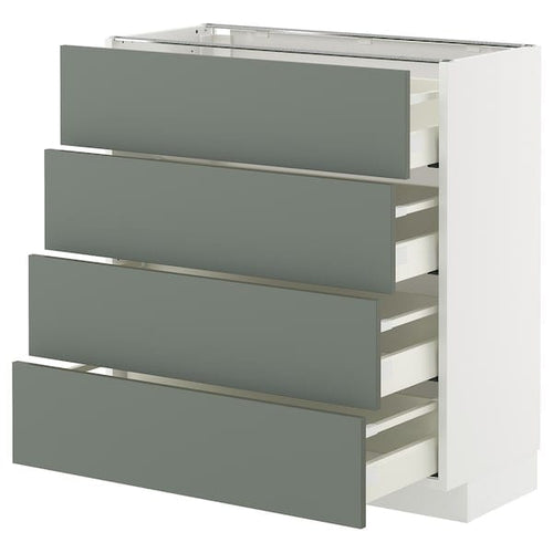 METOD / MAXIMERA - METOD / MAXIMERA Base cab 4 frnts/4 drawers, white/Nickebo matt grey-green, 80x37 cm