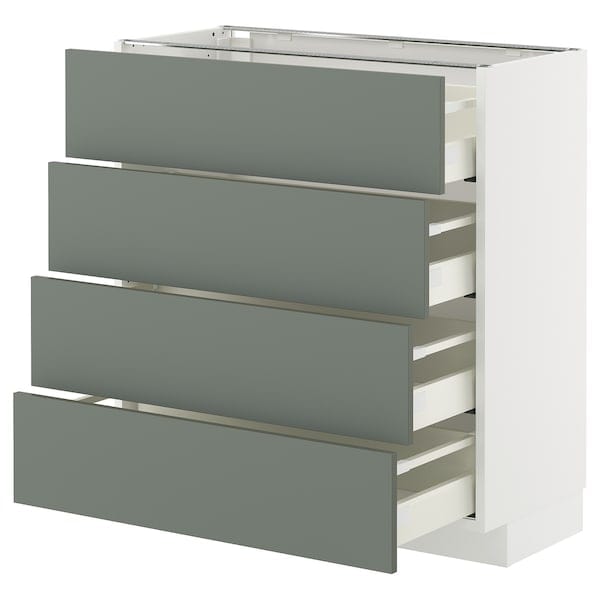 METOD / MAXIMERA - METOD / MAXIMERA Base cab 4 frnts/4 drawers, white/Nickebo matt grey-green, 80x37 cm