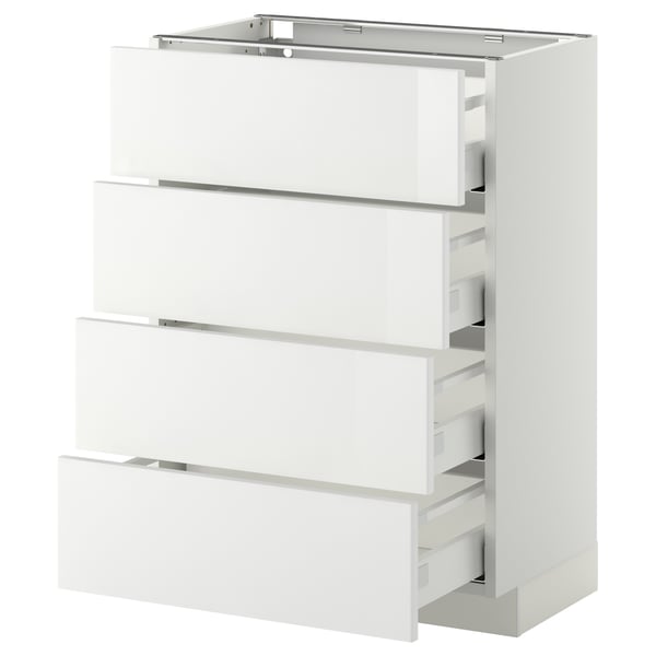 METOD / MAXIMERA - METOD / MAXIMERA Base cab 4 frnts/4 drawers, white/Ringhult white, 60x37 cm