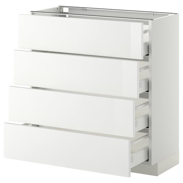 METOD / MAXIMERA base cab 4 frnts/4 drawers, white/Ringhult white, 80x37 cm