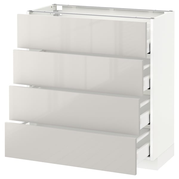 METOD / MAXIMERA - METOD / MAXIMERA Base cab 4 frnts/4 drawers, white/Ringhult light grey, 80x37 cm