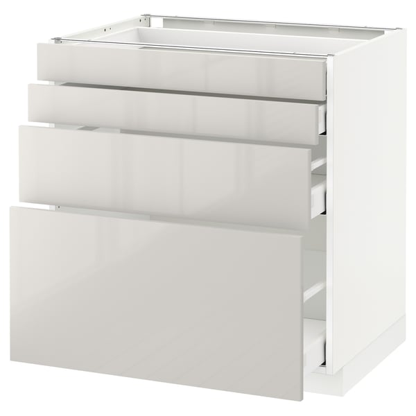 METOD / MAXIMERA - METOD / MAXIMERA Base cab 4 frnts/4 drawers, white/Ringhult light grey, 80x60 cm