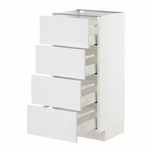 METOD / MAXIMERA base cab 4 frnts/4 drawers, white/Stensund white, 40x37 cm