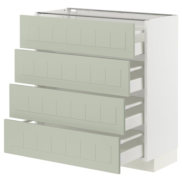 METOD / MAXIMERA - METOD / MAXIMERA Base cab 4 frnts/4 drawers, white/Stensund light green, 80x37 cm