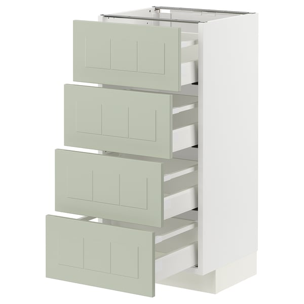 METOD / MAXIMERA - METOD / MAXIMERA Base cab 4 frnts/4 drawers, white/Stensund light green, 40x37 cm