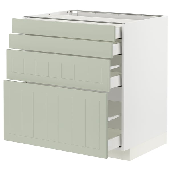 METOD / MAXIMERA - METOD / MAXIMERA Base cab 4 frnts/4 drawers, white/Stensund light green, 80x60 cm