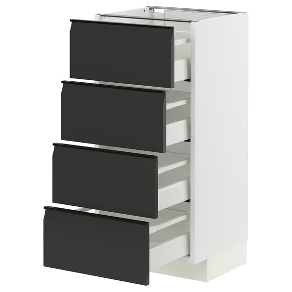 METOD / MAXIMERA base cab 4 frnts/4 drawers, white/Upplöv matt anthracite, 40x37 cm