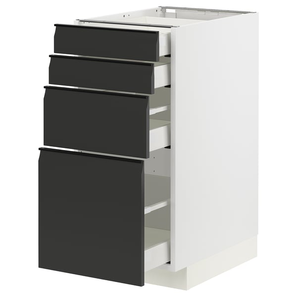 METOD / MAXIMERA - Base cab 4 frnts/4 drawers, white/Upplöv matt anthracite , 40x60 cm