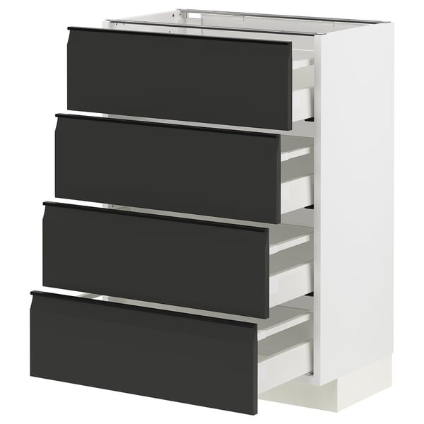 METOD / MAXIMERA base cab 4 frnts/4 drawers, white/Upplöv matt anthracite, 60x37 cm