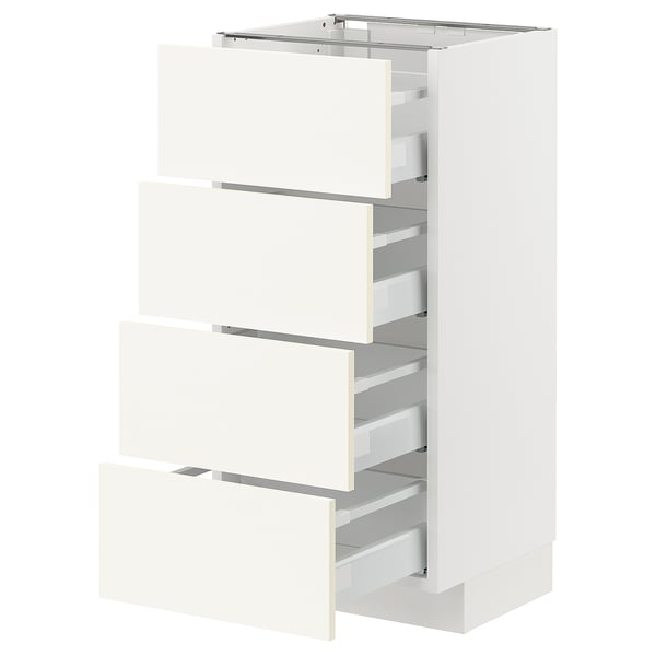 METOD / MAXIMERA base cab 4 frnts/4 drawers, white/Vallstena white, 40x37 cm