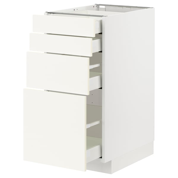 METOD / MAXIMERA base cab 4 frnts/4 drawers, white/Vallstena white, 40x60 cm