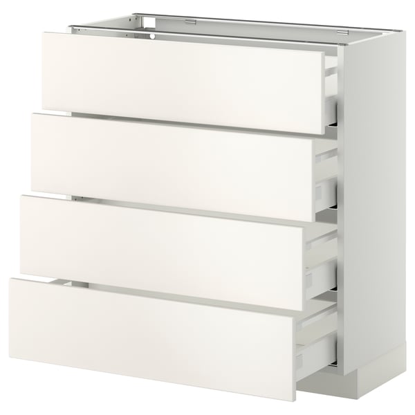 METOD / MAXIMERA base cab 4 frnts/4 drawers, white/Veddinge white, 80x37 cm