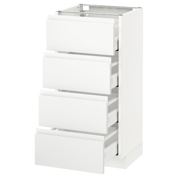 METOD / MAXIMERA base cab 4 frnts/4 drawers, white/Voxtorp matt white, 40x37 cm