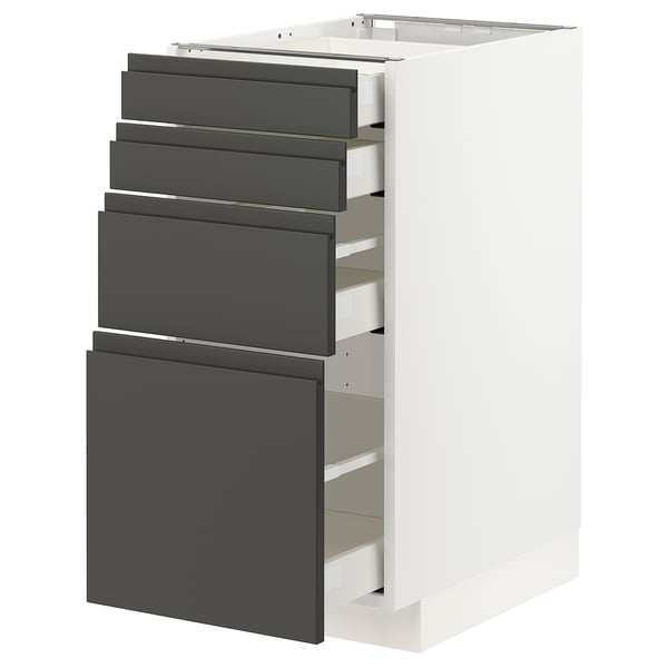 METOD / MAXIMERA base cab 4 frnts/4 drawers, white/Voxtorp dark grey, 40x60 cm