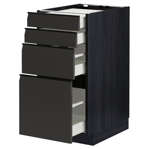 METOD / MAXIMERA - METOD / MAXIMERA Base cab 4 frnts/4 drawers, black/Upplöv matt anthracite, 40x60 cm