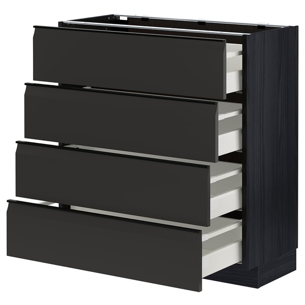 METOD / MAXIMERA base cab 4 frnts/4 drawers, black/Upplöv matt anthracite