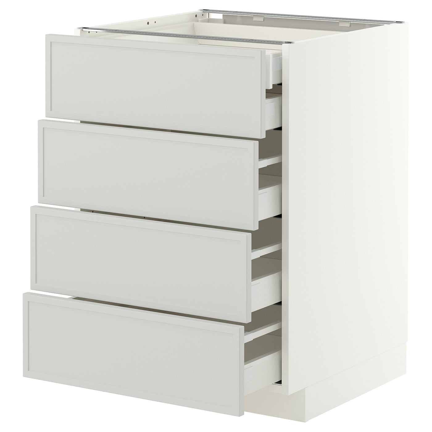 METOD / MAXIMERA base cb 4 frnts/2 low/3 md drwrs, white/Aspudden light grey, 60x60 cm