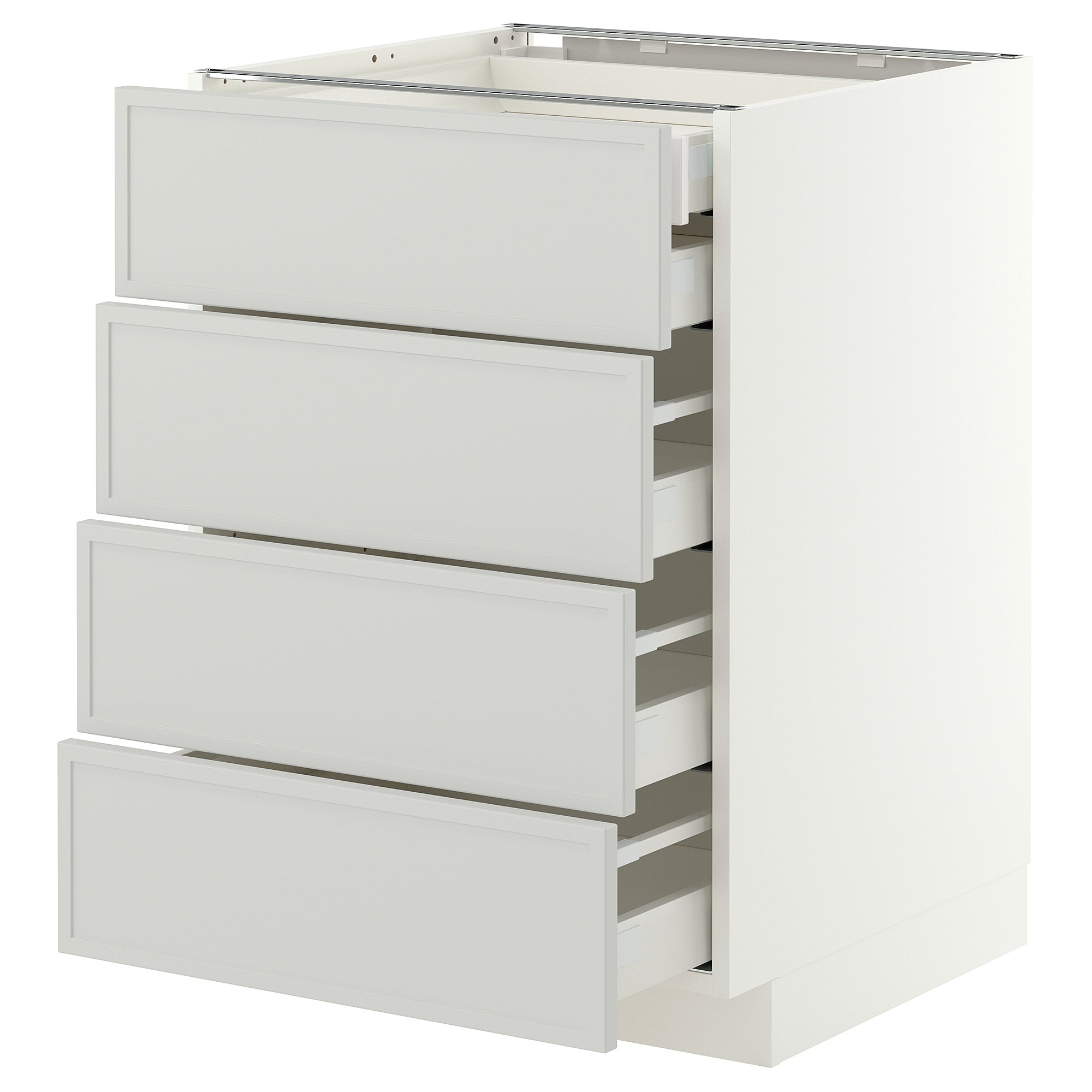 METOD / MAXIMERA base cb 4 frnts/2 low/3 md drwrs, white/Aspudden light grey, 60x60 cm