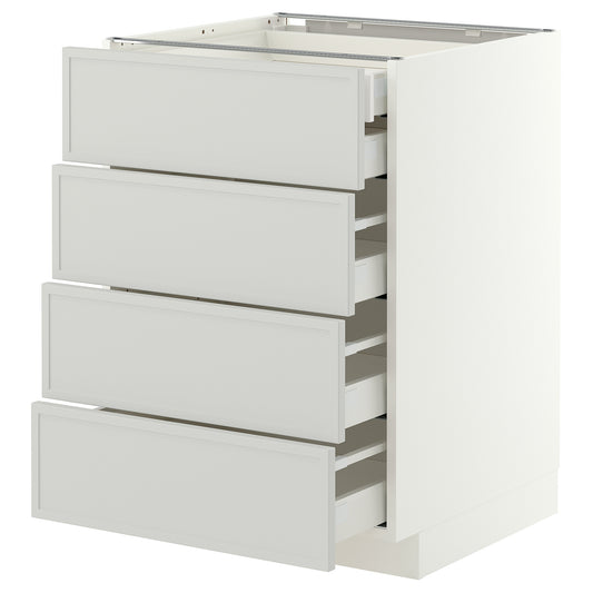 METOD / MAXIMERA base cb 4 frnts/2 low/3 md drwrs, white/Aspudden light grey, 60x60 cm
