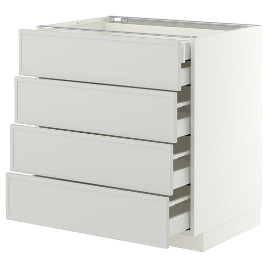 METOD / MAXIMERA base cb 4 frnts/2 low/3 md drwrs, white/Aspudden light grey, 80x60 cm