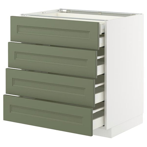 METOD / MAXIMERA - METOD / MAXIMERA Base cb 4 frnts/2 low/3 md drwrs, white/Axstad grey-green, 80x60 cm