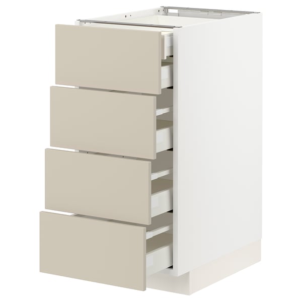 METOD / MAXIMERA base cb 4 frnts/2 low/3 md drwrs, white/Havstorp beige, 40x60 cm