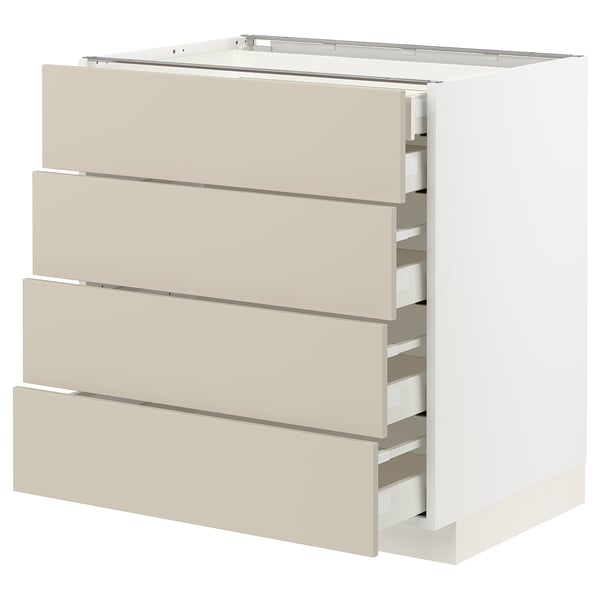 METOD / MAXIMERA - METOD / MAXIMERA Base cb 4 frnts/2 low/3 md drwrs, white/Havstorp beige, 80x60 cm