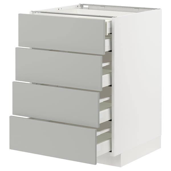 METOD / MAXIMERA - METOD / MAXIMERA Base cb 4 frnts/2 low/3 md drwrs, white/Havstorp light grey, 60x60 cm