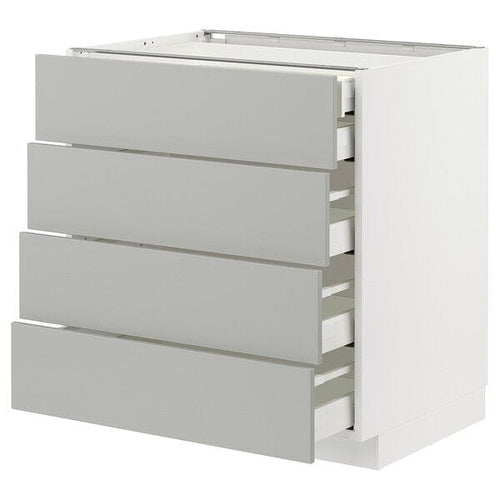 METOD / MAXIMERA base cb 4 frnts/2 low/3 md drwrs, white/Havstorp light grey, 80x60 cm