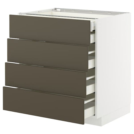 Ikea METOD / MAXIMERA - Base cb 4 frnts/2 low/3 md drwrs, white/Havstorp brown-beige, 80x60 cm