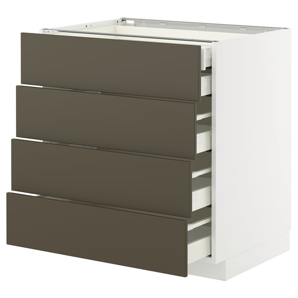 METOD / MAXIMERA - METOD / MAXIMERA Base cb 4 frnts/2 low/3 md drwrs, white/Havstorp brown-beige, 80x60 cm