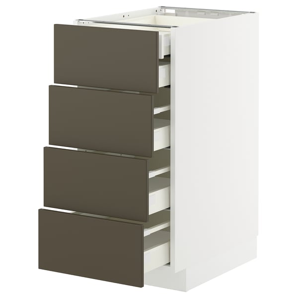 METOD / MAXIMERA - METOD / MAXIMERA Base cb 4 frnts/2 low/3 md drwrs, white/Havstorp brown-beige, 40x60 cm