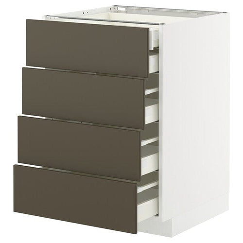 METOD / MAXIMERA - METOD / MAXIMERA Base cb 4 frnts/2 low/3 md drwrs, white/Havstorp brown-beige, 60x60 cm